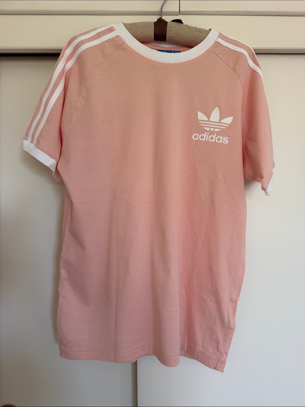 adidas Trefoil T-Shirt in Soft Pink with White Accents